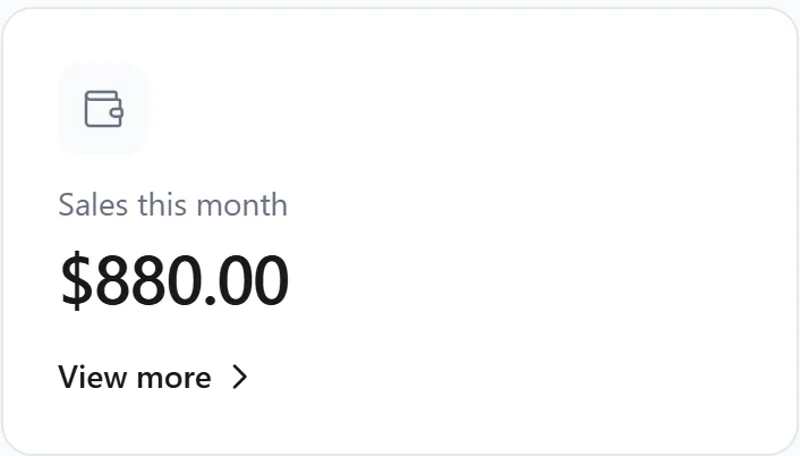 Tarjeta de ventas del mes en el panel de Podoraa, con el total facturado y el acceso al detalle.